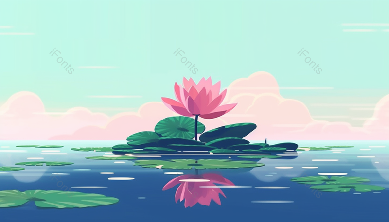 绿色唯美夏至荷塘的荷花插画背景,插画/手绘图,插画/手绘图库,插画/手绘图下载,插画/手绘